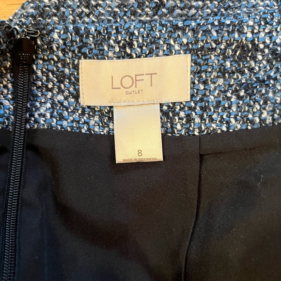 LOFT outlet tweed A-line skirt blue black white professional career workwear 8 - Picture 4 of 4